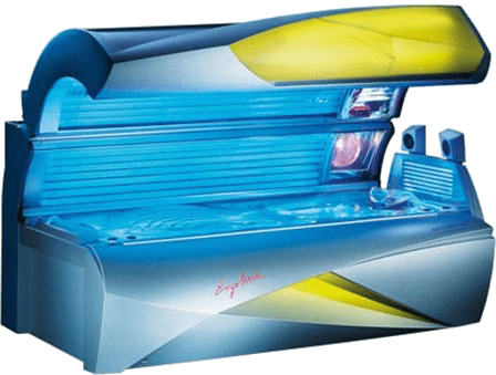 Ergoline Affinity Lay-Down Tanning Bed with UV Lamps and Purple Accent Lighting – Professional Sunbed at The Tanning Shop UK