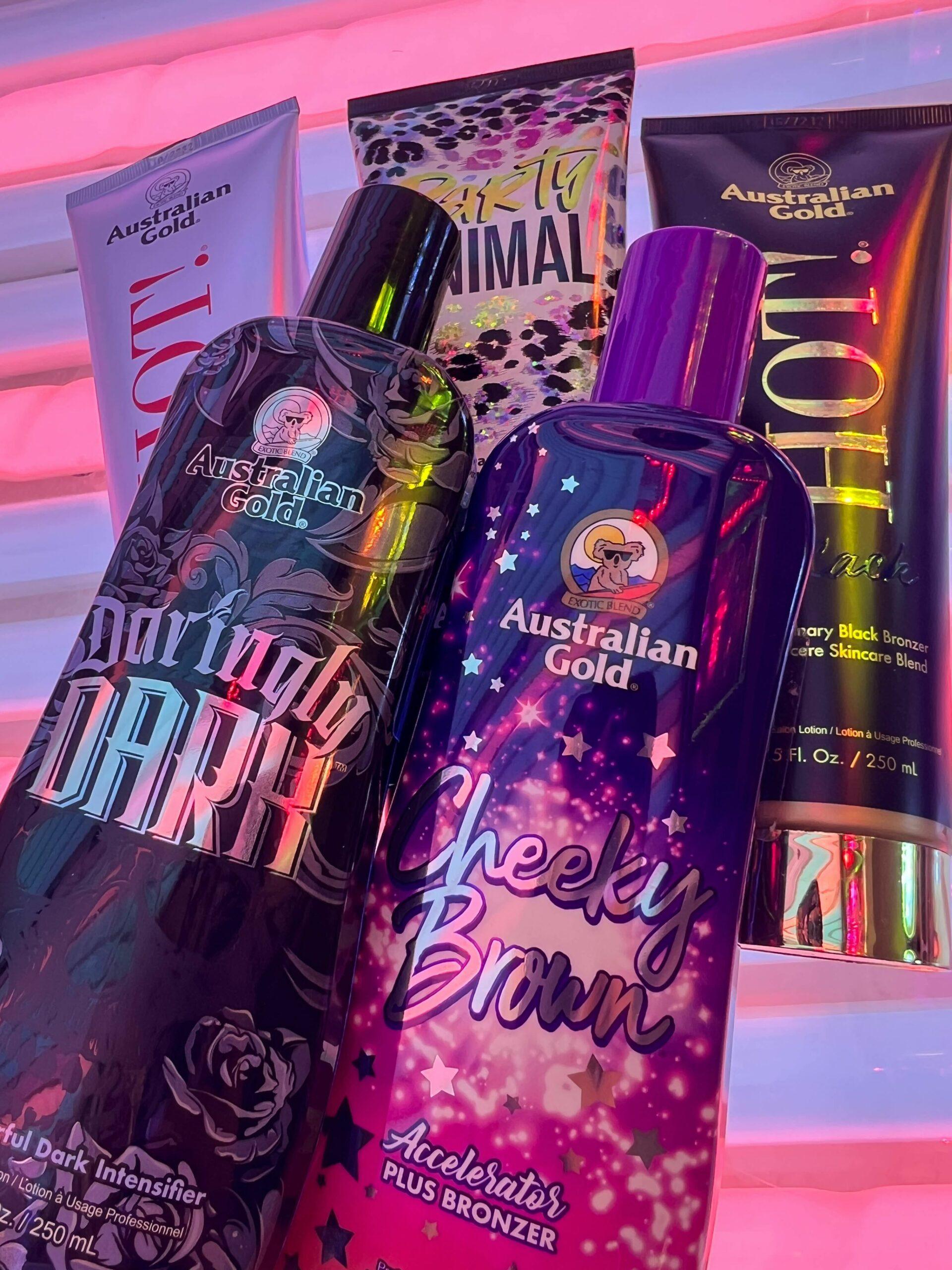Australian Gold Daringly Dark Cheeky Brown Party Animal HOT tanning lotion range at The Tanning Shop UK
