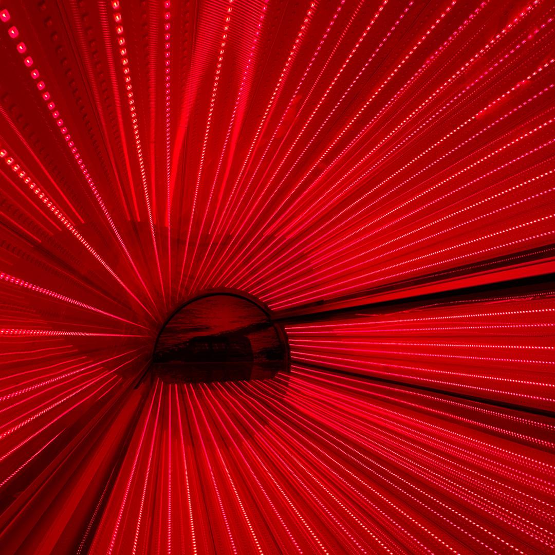 Red Light Therapy sunbed lamp close-up at The Tanning Shop UK