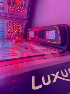 What is a solarium - Luxura sunbed solarium with red LED lights and facial tanning unit at The Tanning Shop UK