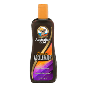Australian Gold Bronze Accelerator tanning lotion with natural dark bronzer and Biosine Complex, 250ml salon tanning accelerator bottle.