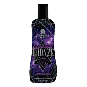 Australian Gold Charmingly Bronze tanning lotion with 40X super-natural dark bronzing lotion, 250ml salon tanning bottle.