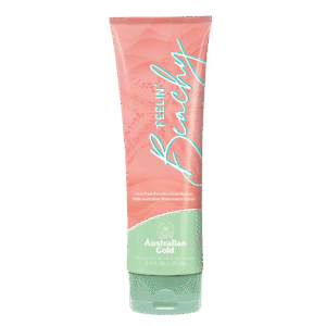 Australian Gold Feelin Beachy ultra-dark paradise glow bronzer tanning lotion with Australian watermelon cooler, 250ml tube.