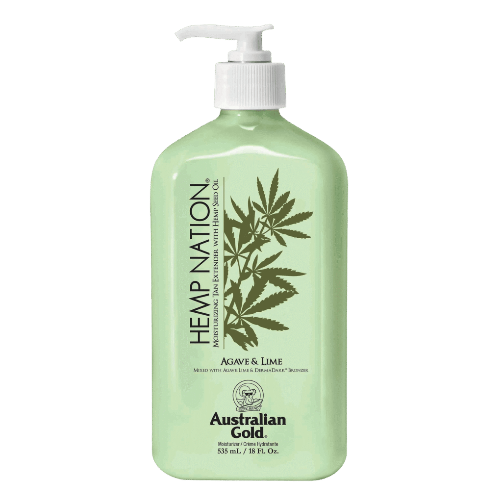 Australian Gold Hemp Nation Agave & Lime moisturizing tan extender with hemp seed oil, 535ml pump bottle.