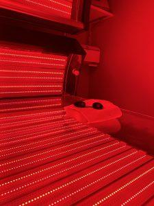Red light therapy tanning bed close up