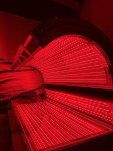 Red LED tanning bed interior lighting
